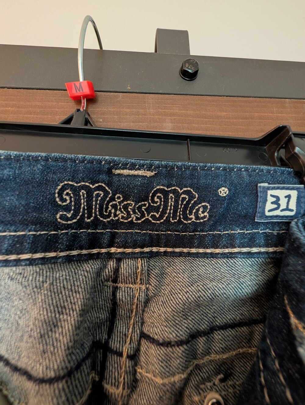 Miss Me Blue Bootcut Jeans with Embellished Wing Pockets - Picture 2 of 3